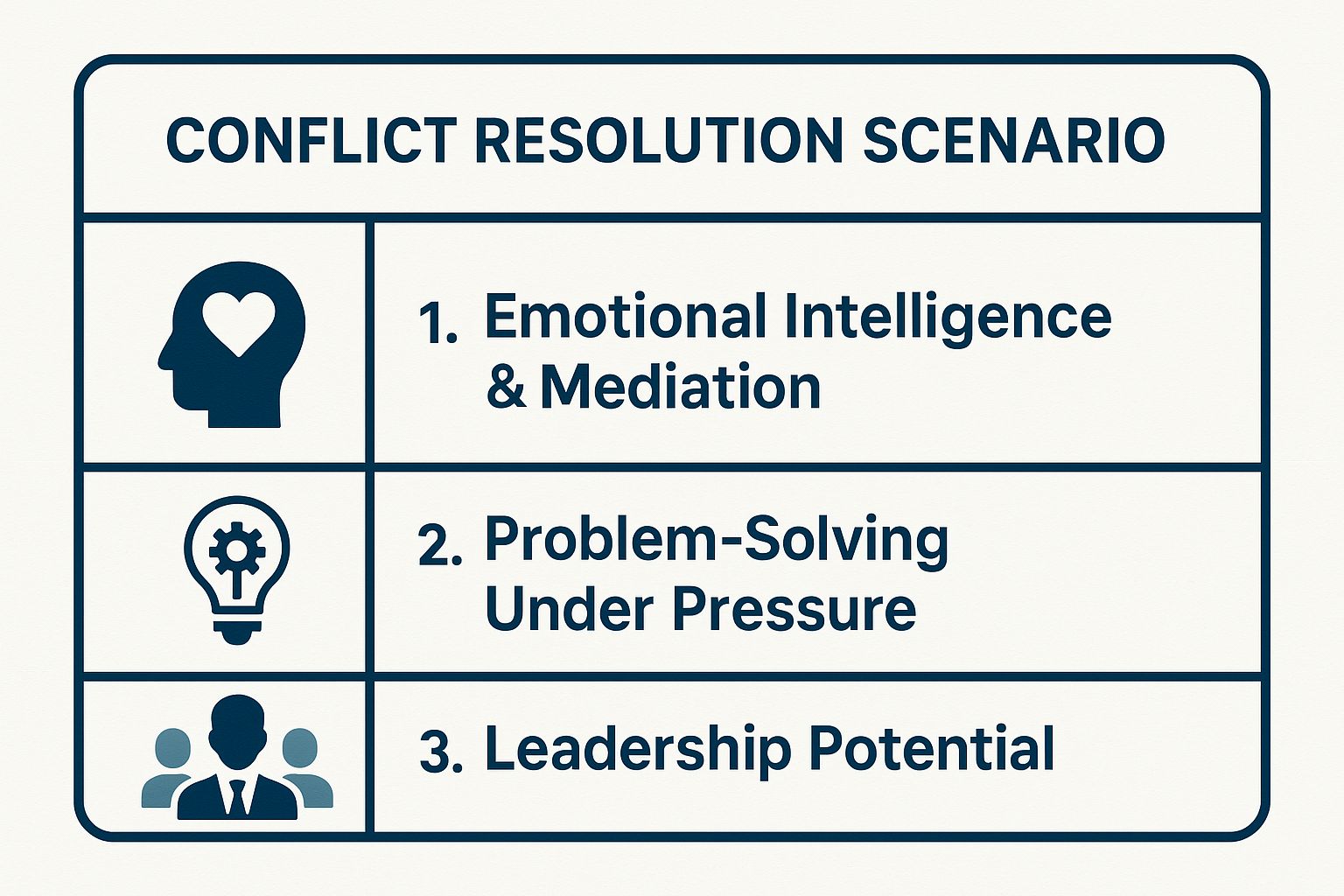 Infographic showing key data about The Conflict Resolution Scenario