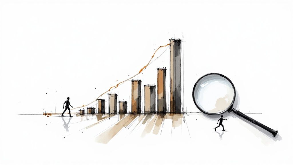 An abstract image representing data analytics, showing interconnected nodes and data points, symbolizing the use of technology in workforce planning.