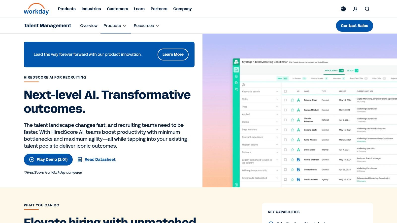 Workday: HiredScore AI for Recruiting