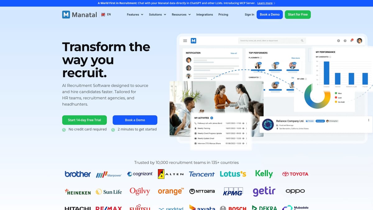 Top 10 Best Applicant Tracking Solutions for 2026 - Manatal