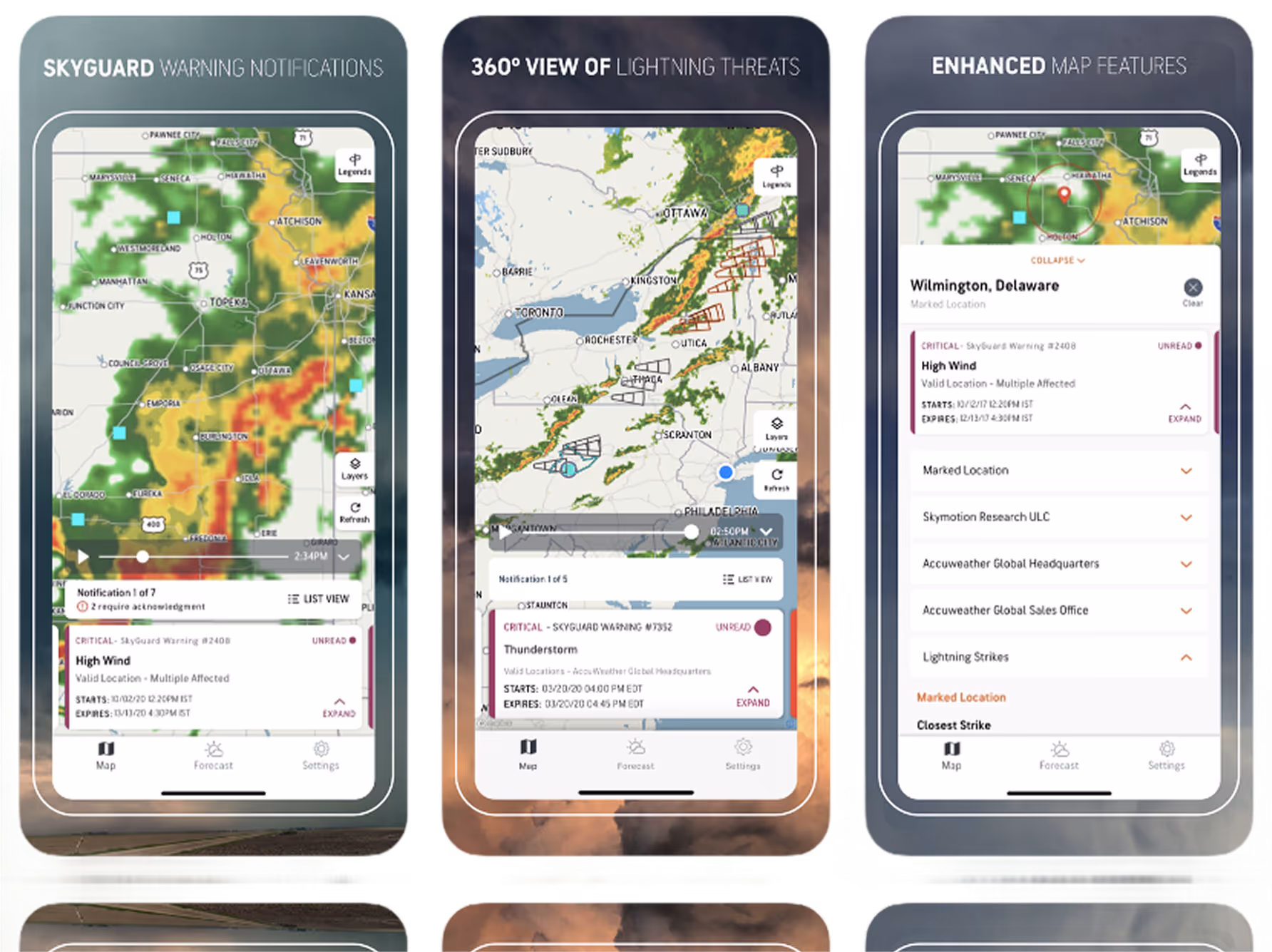 AccuWeather case study screens