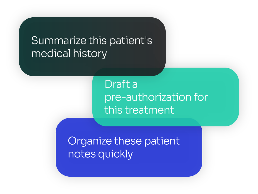 AI prompts for healthcare professionals to summarize history, draft pre-authorizations, and organize patient notes.