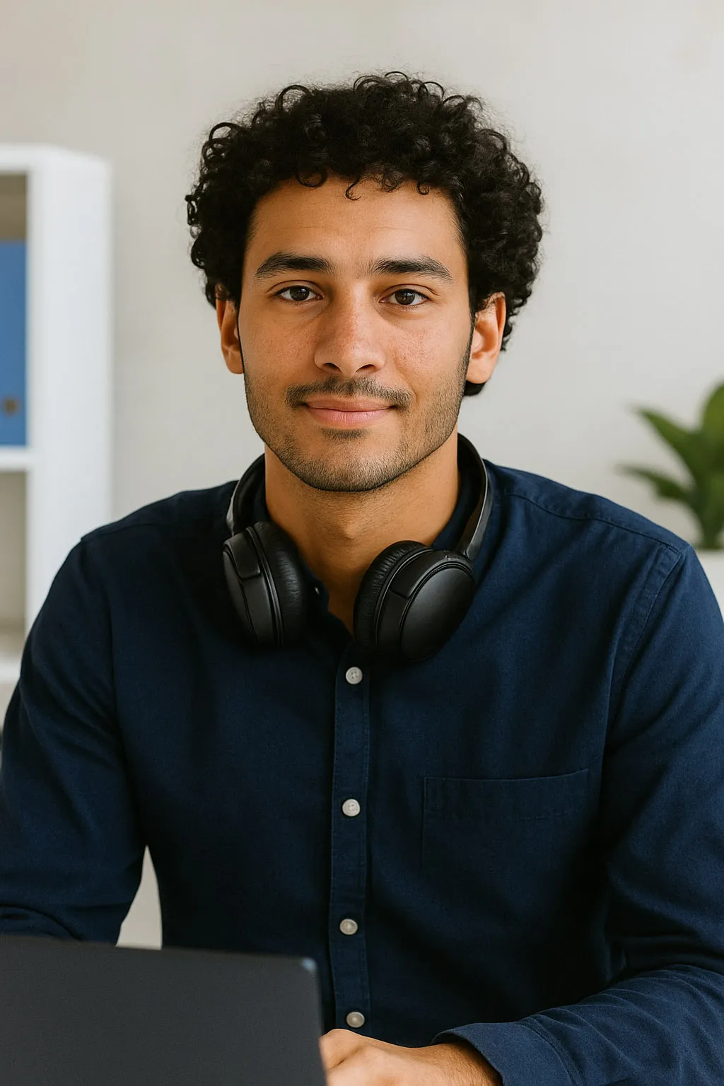 Headshot of smiling man in shirt.