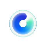 Blue and green circular abstract icon with gradient shading and a hollow center.