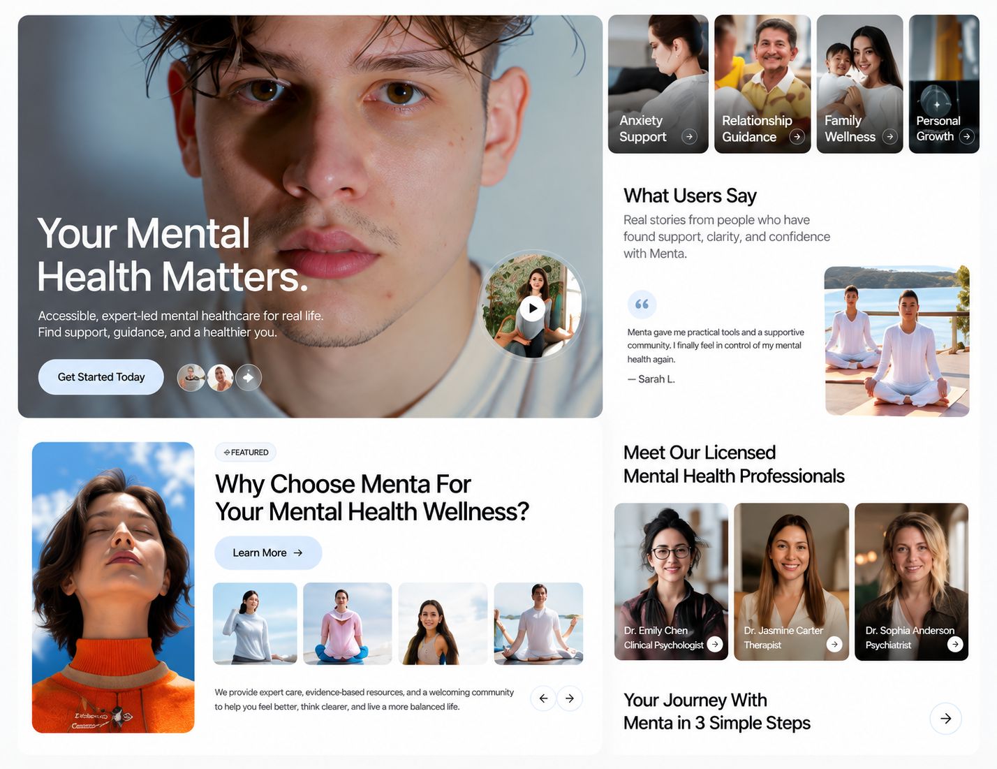 Menta mental health website and identity