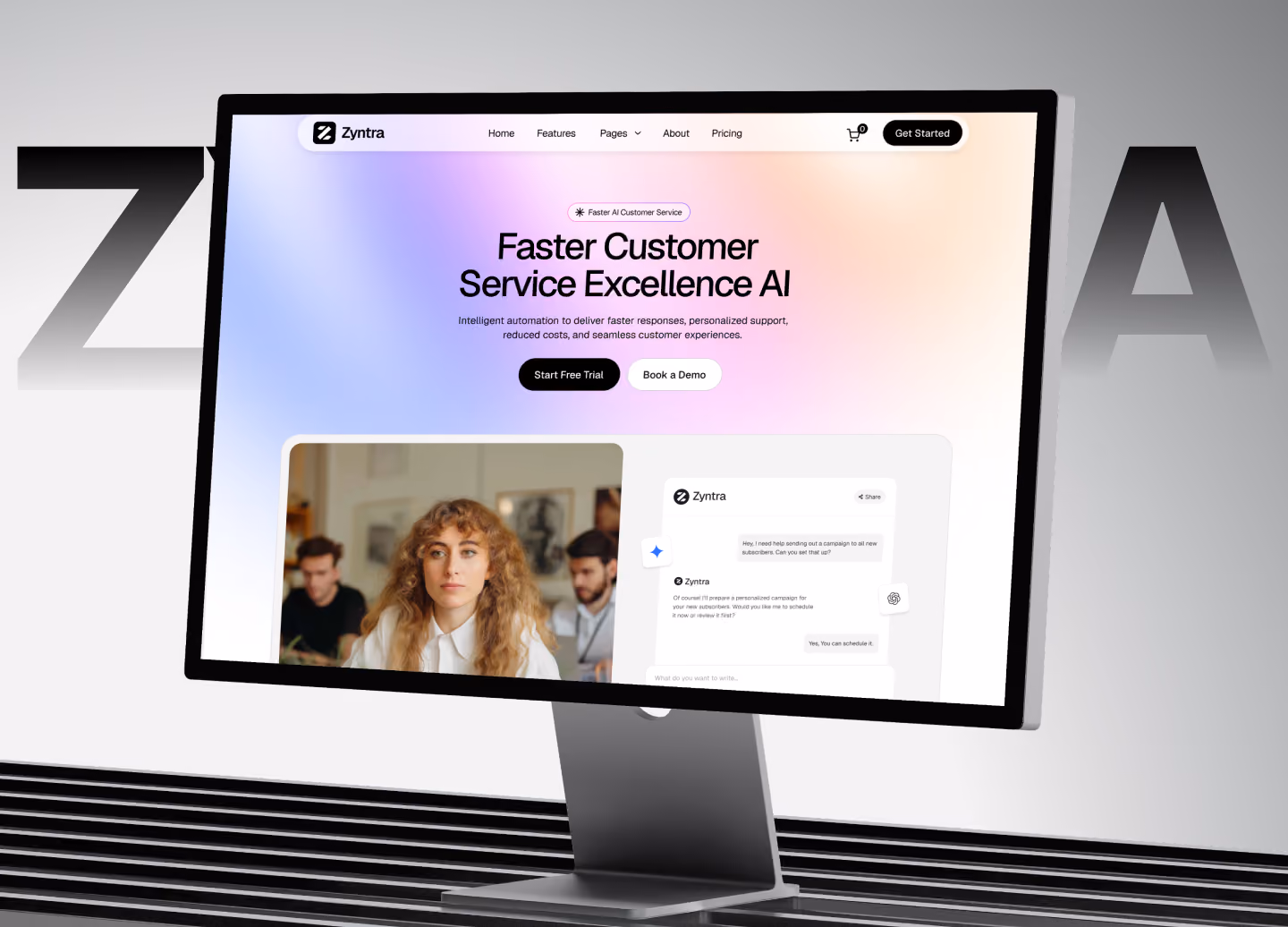 Zyntra AI customer service SaaS website