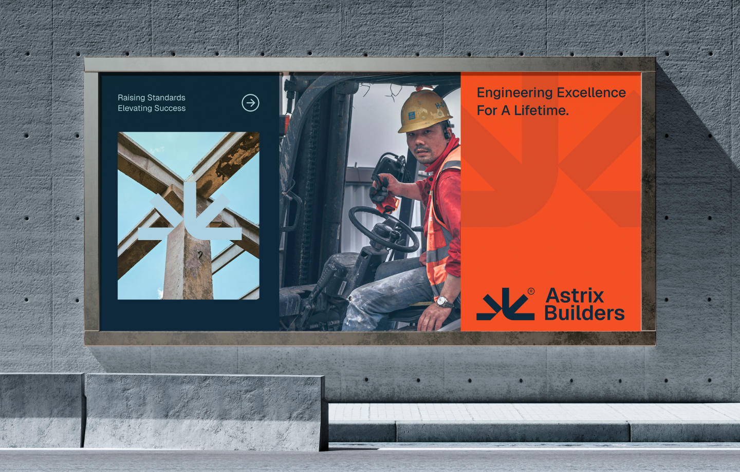 Astrix Builders construction brand identity billboard