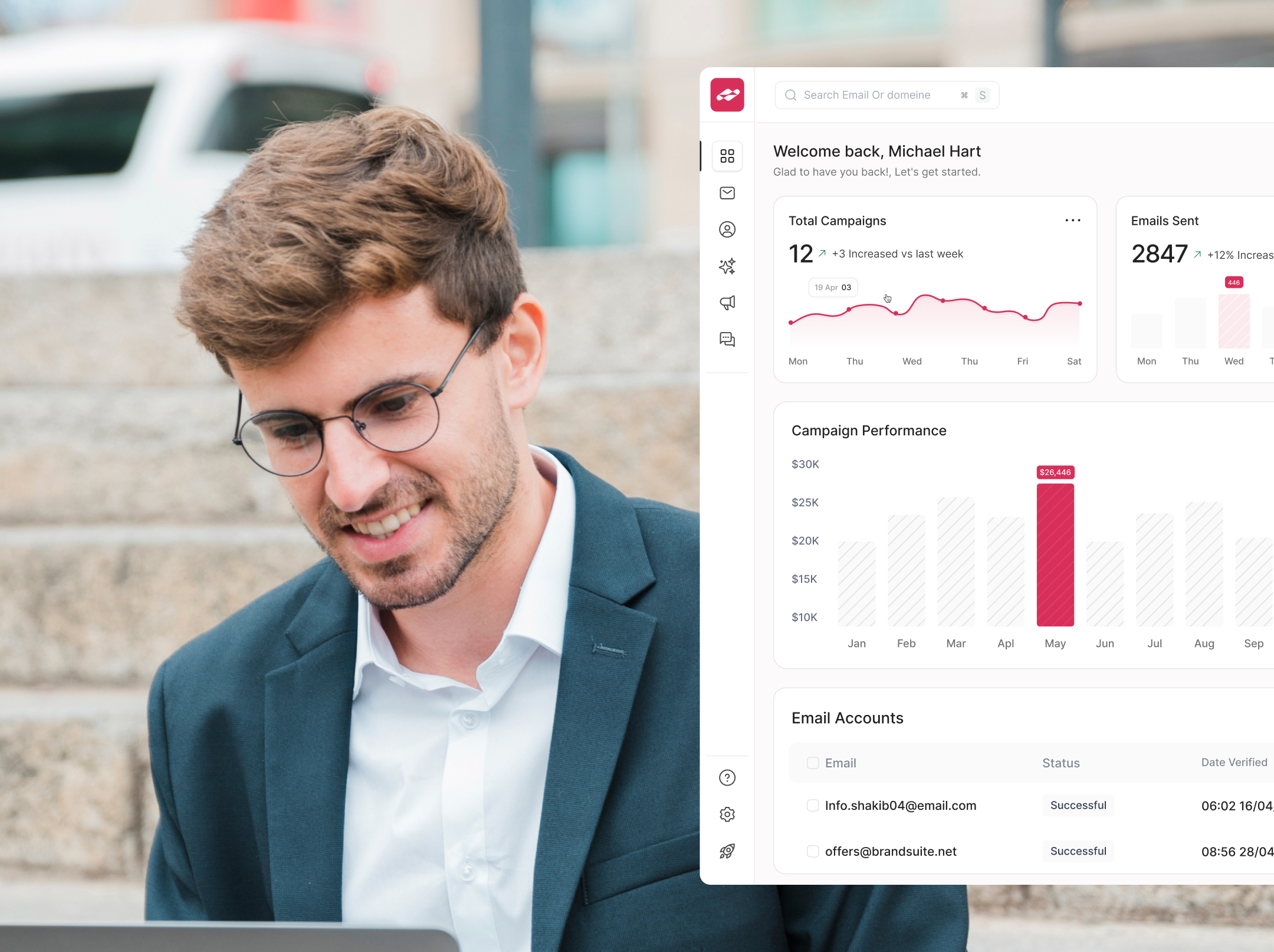 ZapMail AI outreach dashboard hero