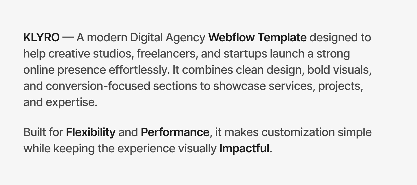 Klyro Studio Webflow template project overview