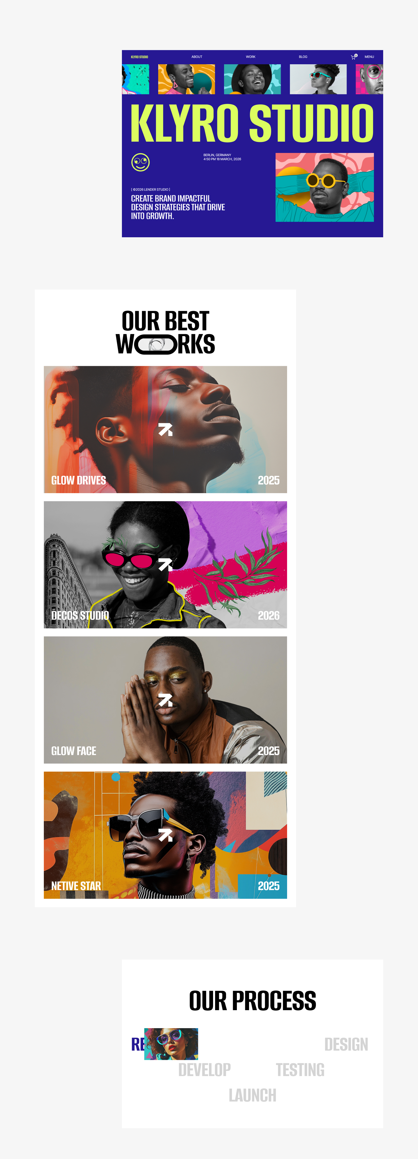 Klyro Studio service and portfolio pages