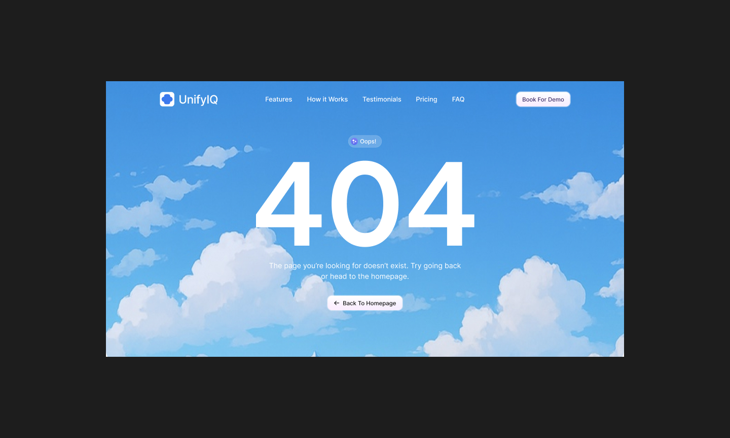 UnifyIQ branded 404 page