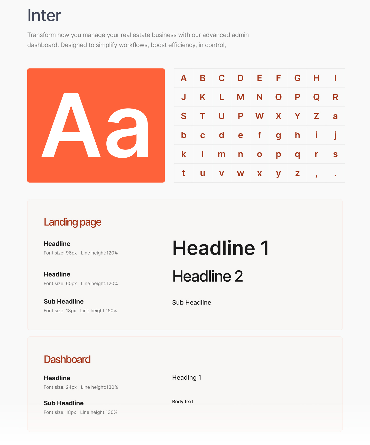 Landify Inter typography system