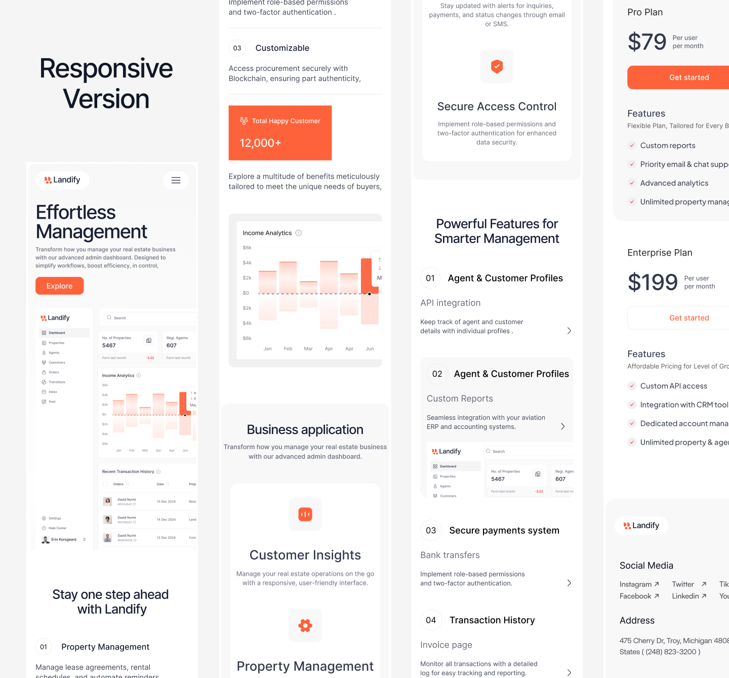 Landify responsive web experience