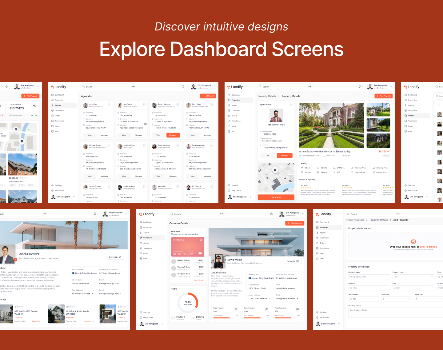 Landify dashboard screen system