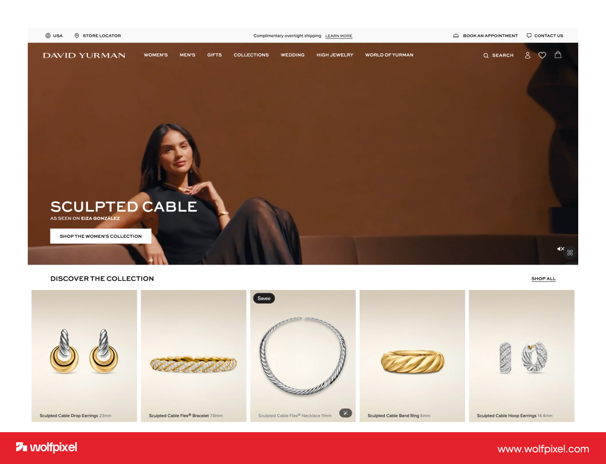 David Yurman editorial jewelry website design example