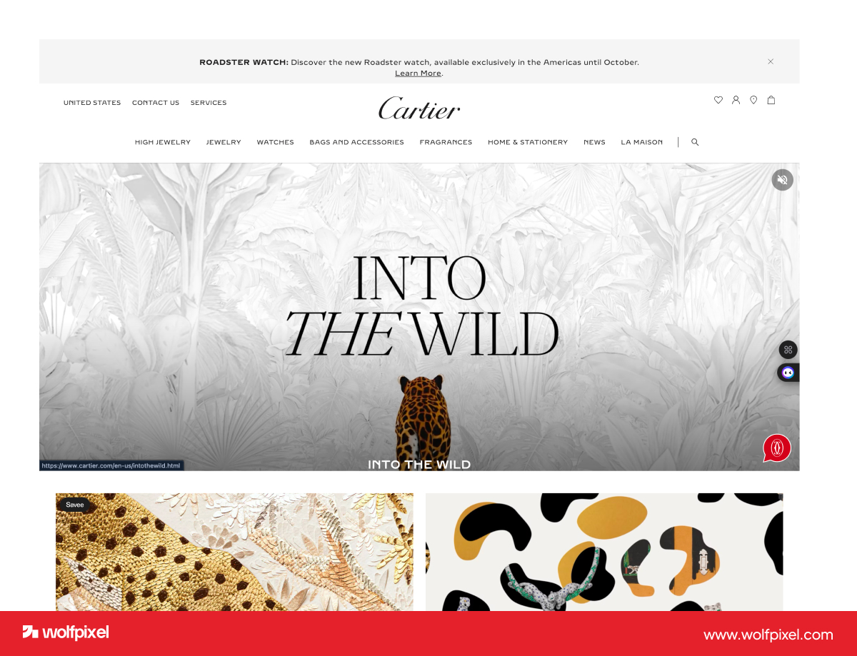 Cartier immersive jewelry website design example.