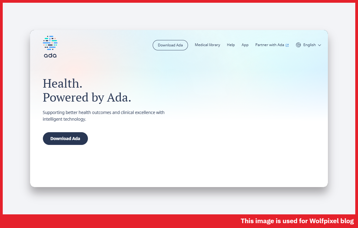 Ada Health AI symptom checker website design