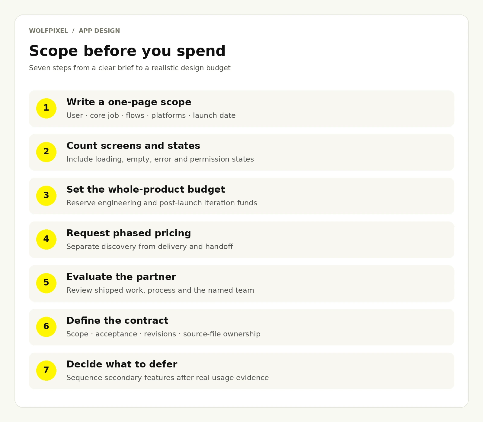 Seven steps to budget and scope mobile app design with a design partner