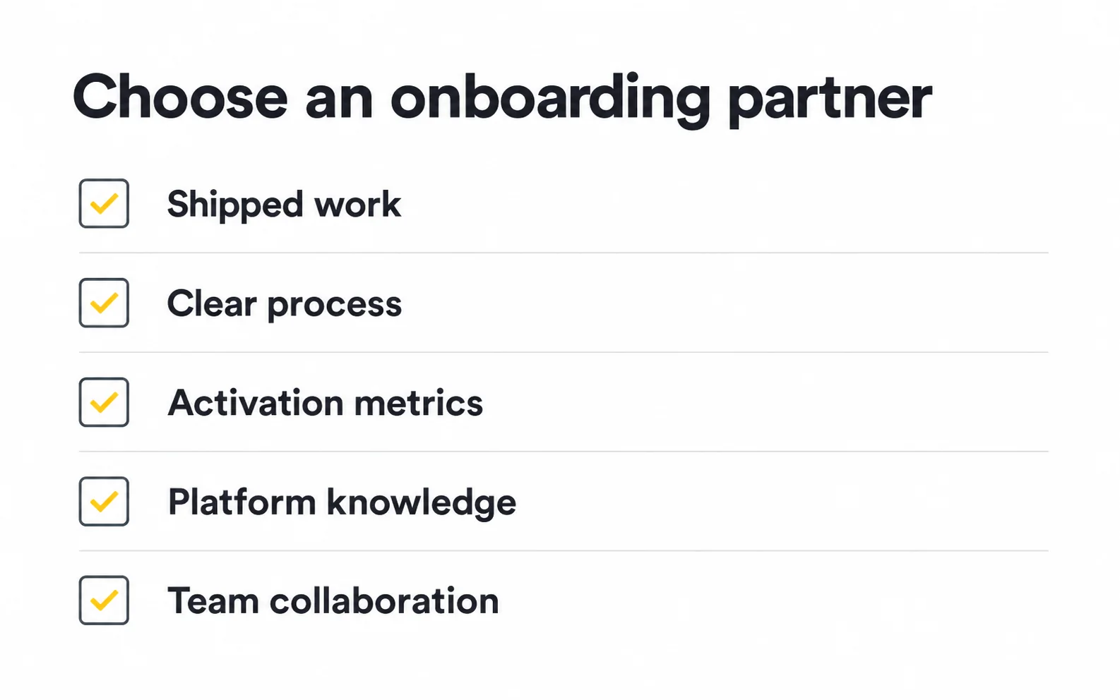 onboarding design partner checklist Minimal checklist for choosing an onboarding design partner