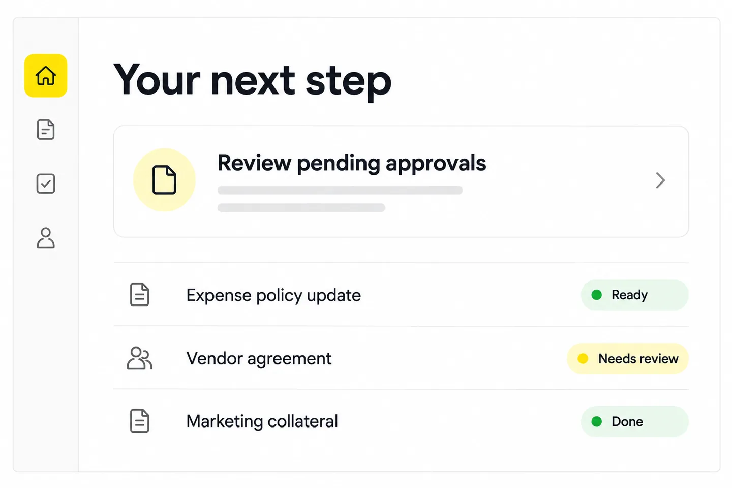 UI/UX Dashboard Task Hierarchy Illustrative dashboard prioritizing pending approvals and clear task statuses.