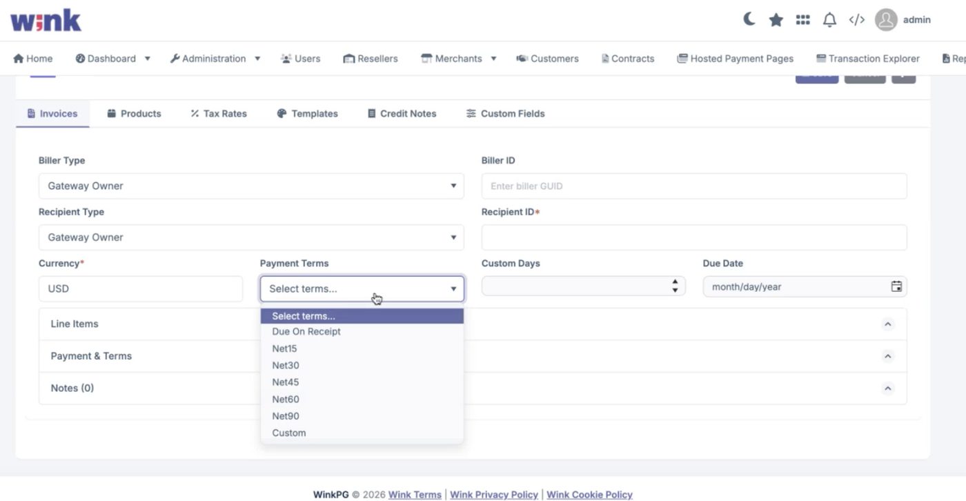 Invoice builder — new invoice