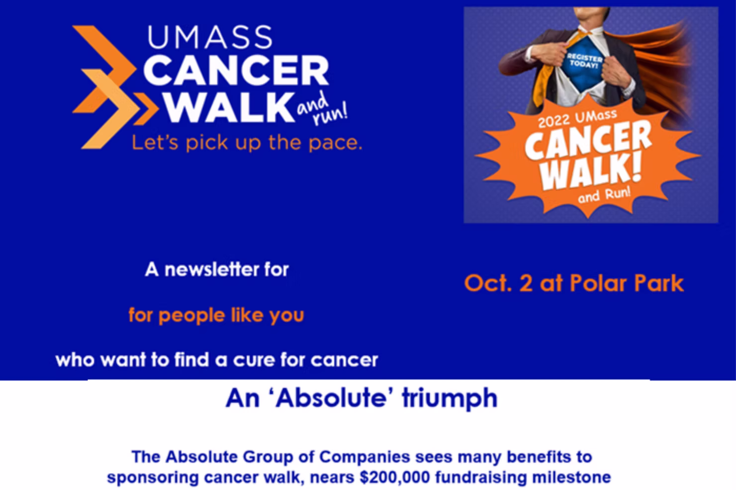 An Absolute triumph with UMass Cancer Walk & Run