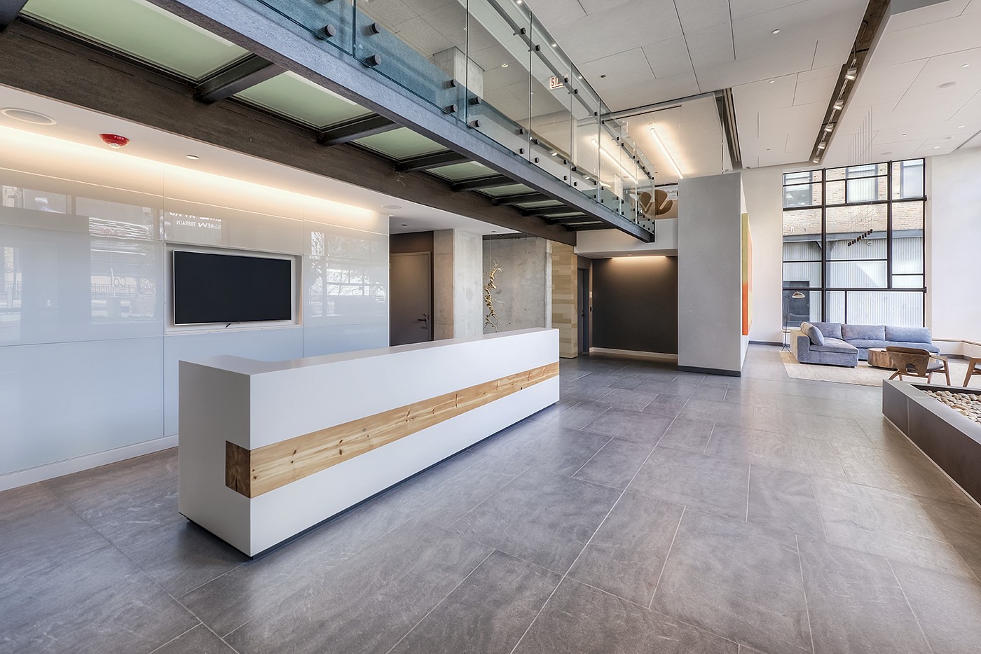 Walkable fire-rated skylight/floor by Greenlite Glass at 165 DESPLAINES, Chicago, IL.