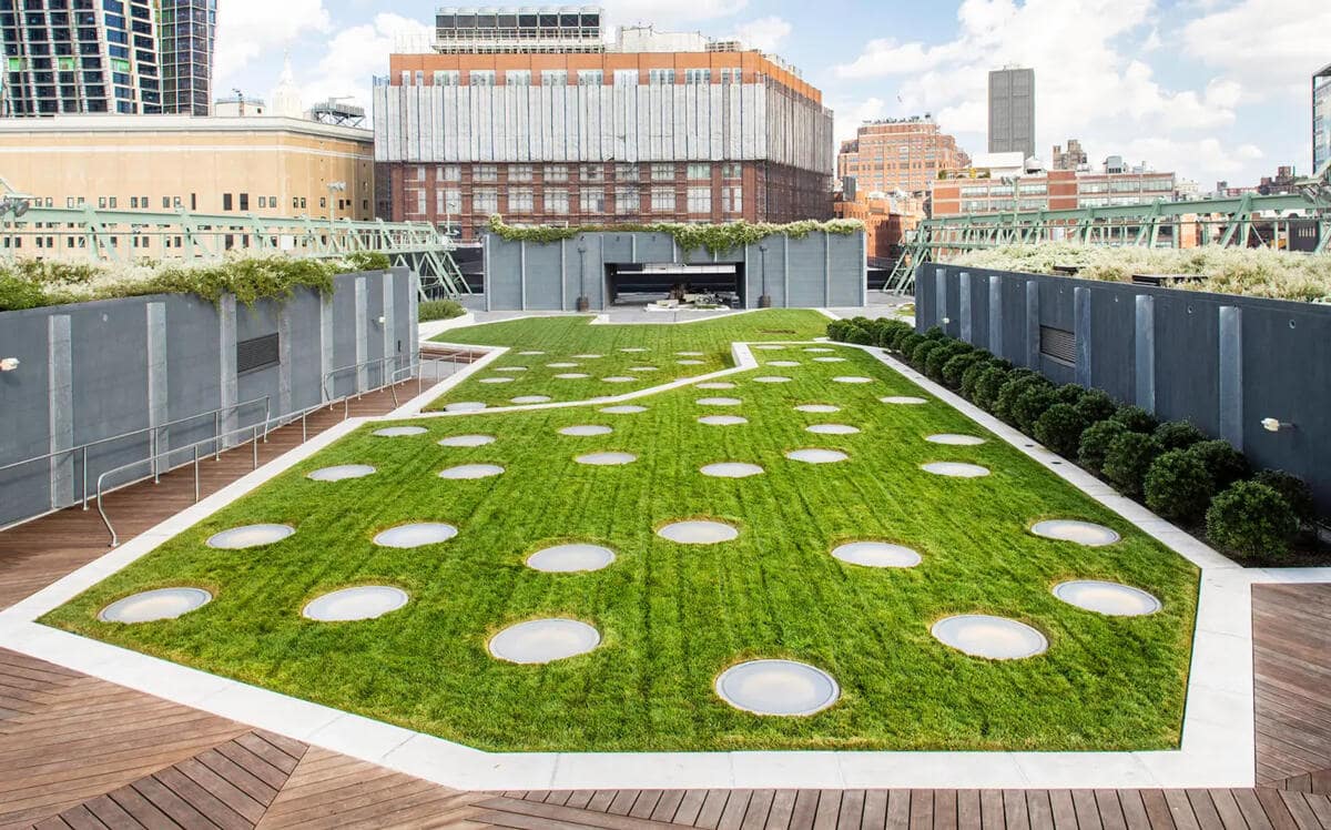 Walkable fire-rated skylight/floor by Greenlite Glass at Google Pier 57, New York, NY.