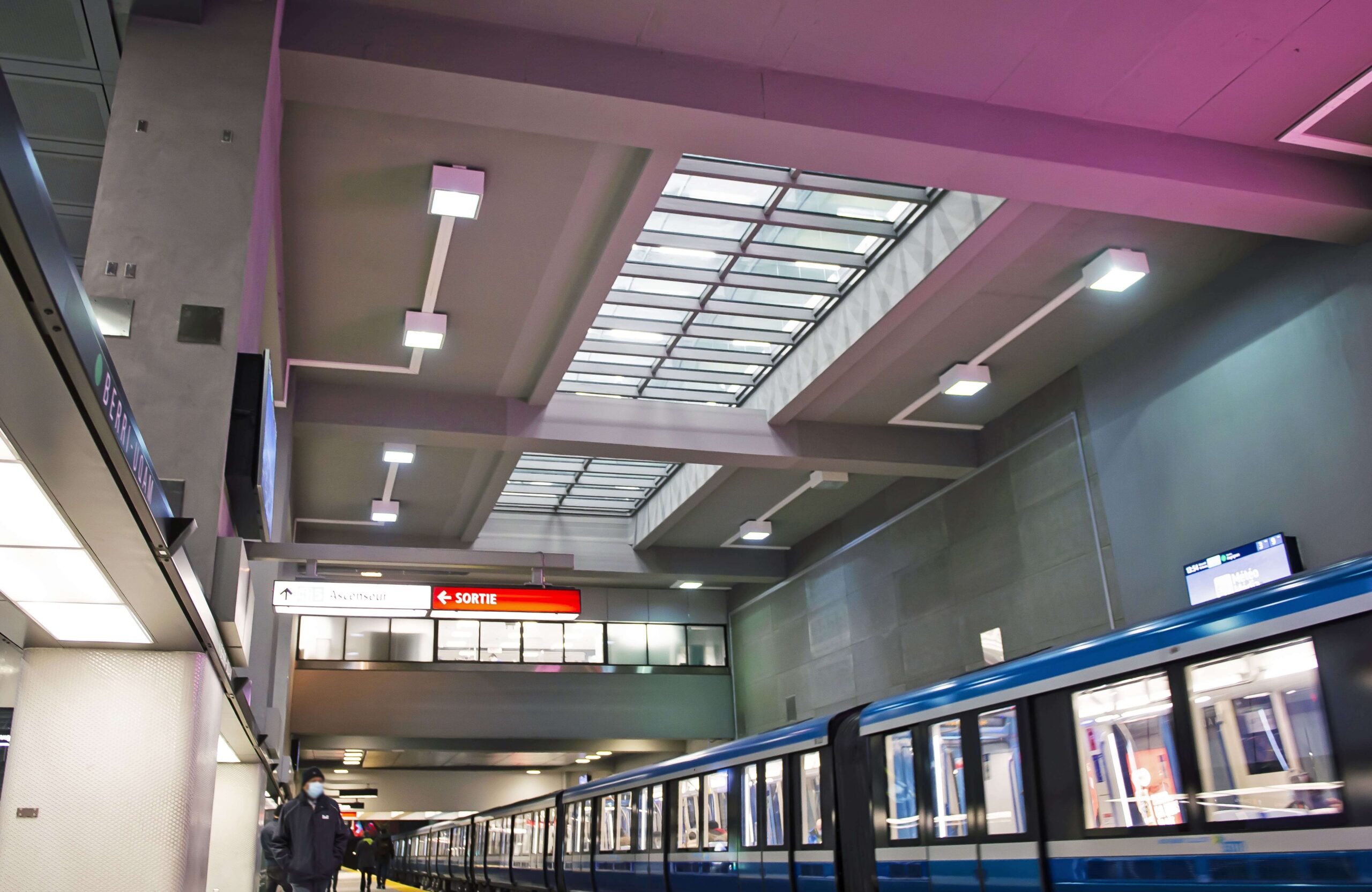 Walkable fire-rated skylight/floor by Greenlite Glass at STM BERRI UQAM METRO, Montreal, QC.
