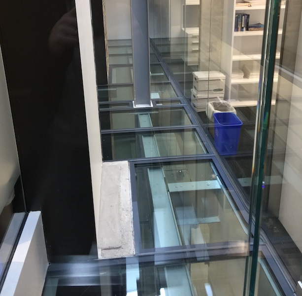 Walkable fire-rated skylight/floor by Greenlite Glass at PRINCETON UNIVERSITY, Princeton, NJ.