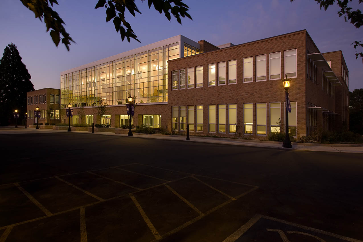 Walkable fire-rated skylight/floor by Greenlite Glass at UNIVERSITY OF PORTLAND, Portland, OR.
