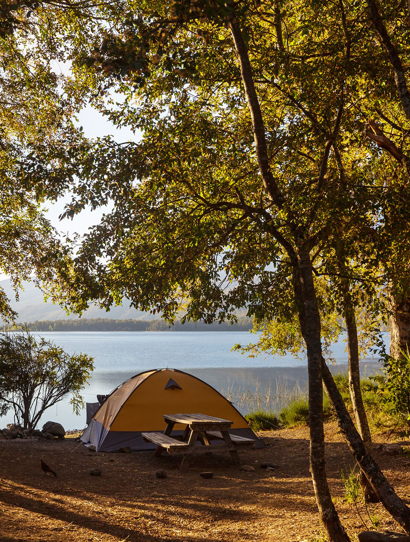 Scenic campsite overlooking the peacefully lake
