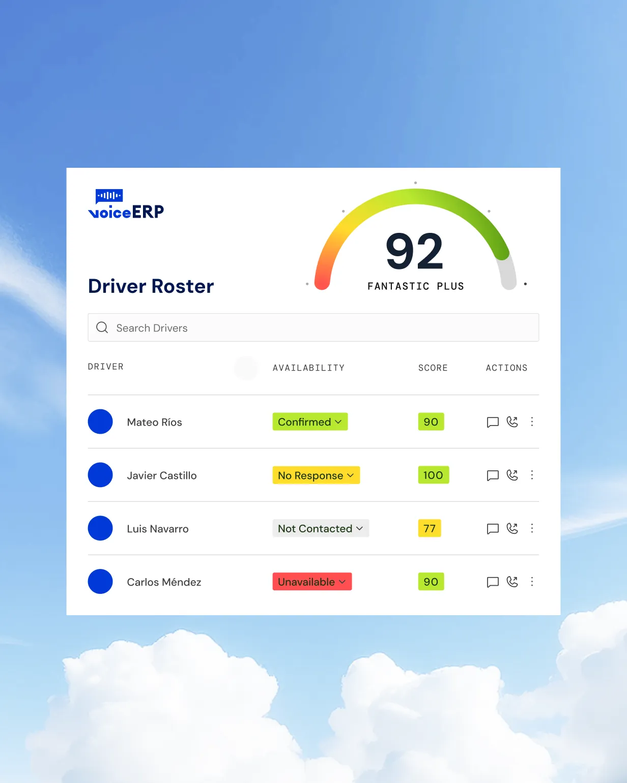 Driver roster dashboard