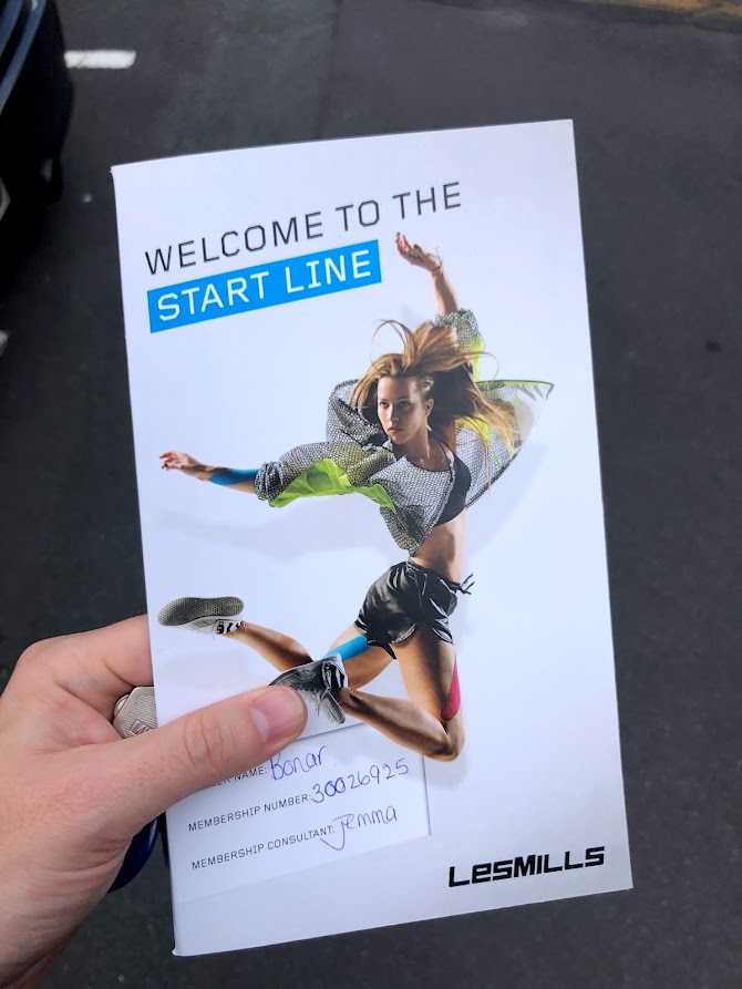 My welcome package at LesMills Studio One in Auckland
