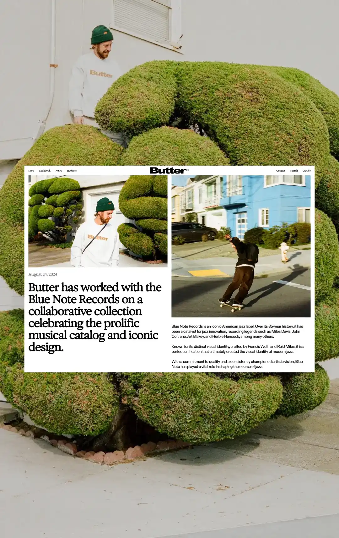 Butter website layout