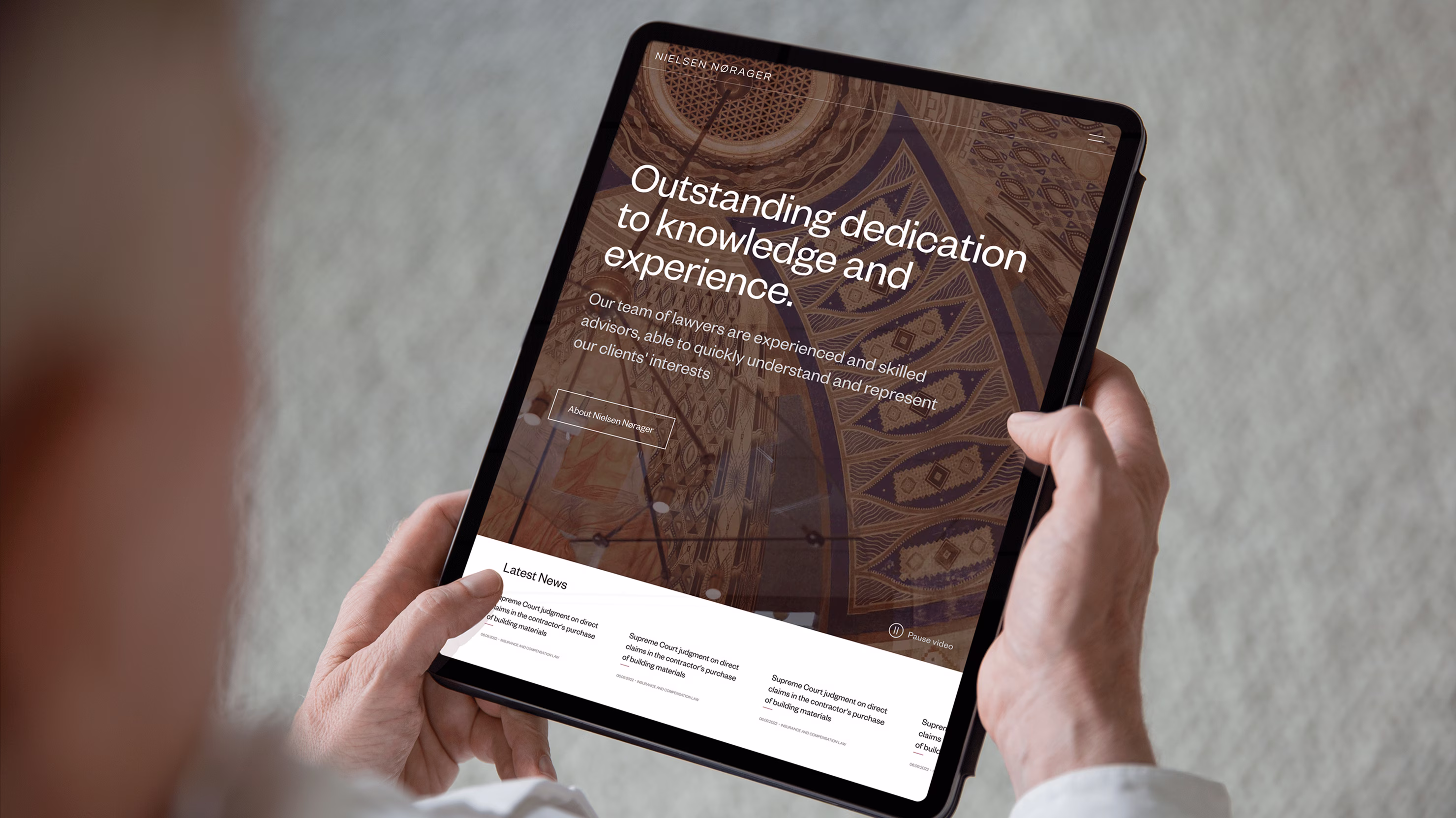 Home page on a tablet