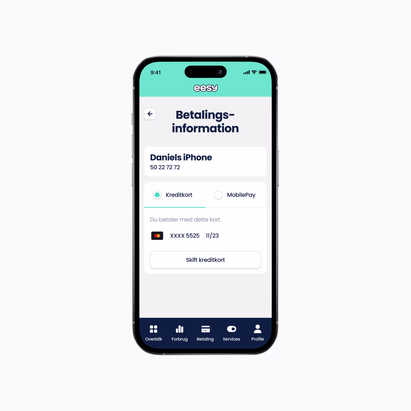 Payment details screen 