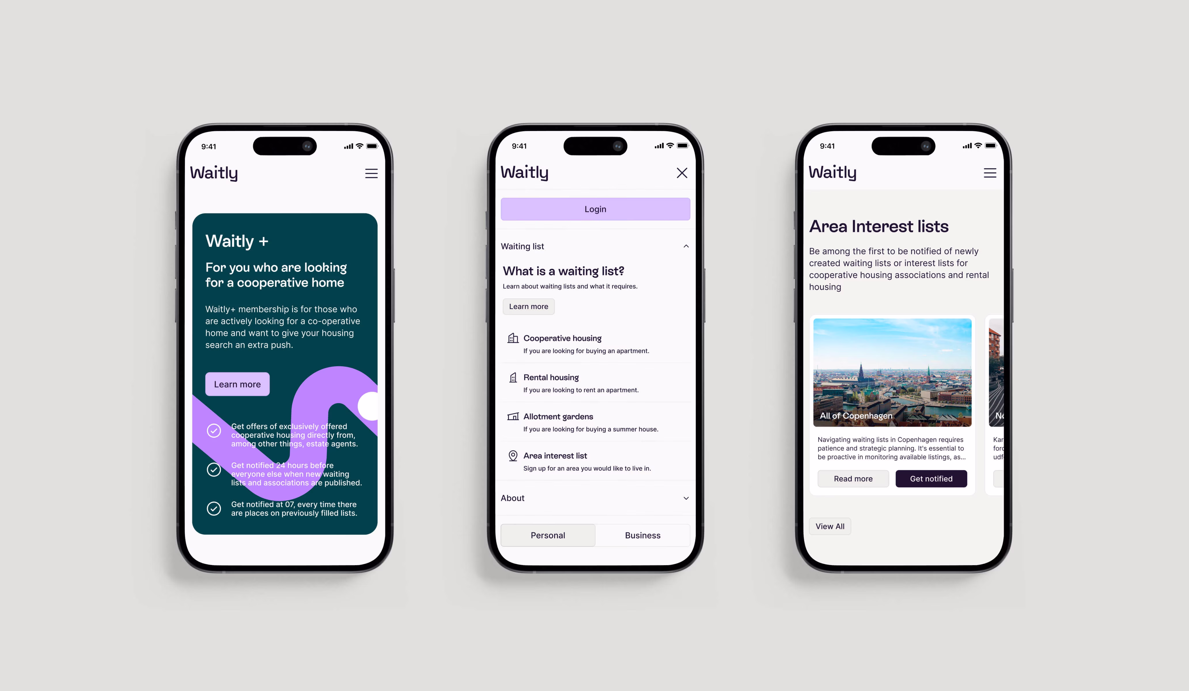 Website mobile screens