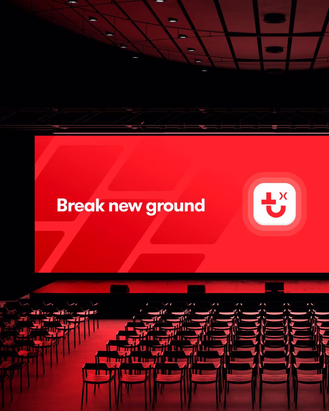 Bright red conference screen