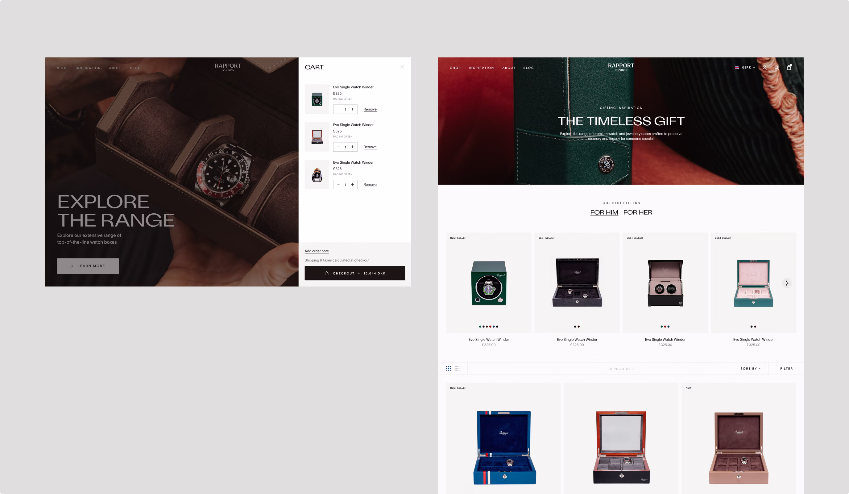 e-commerce home page and navigation