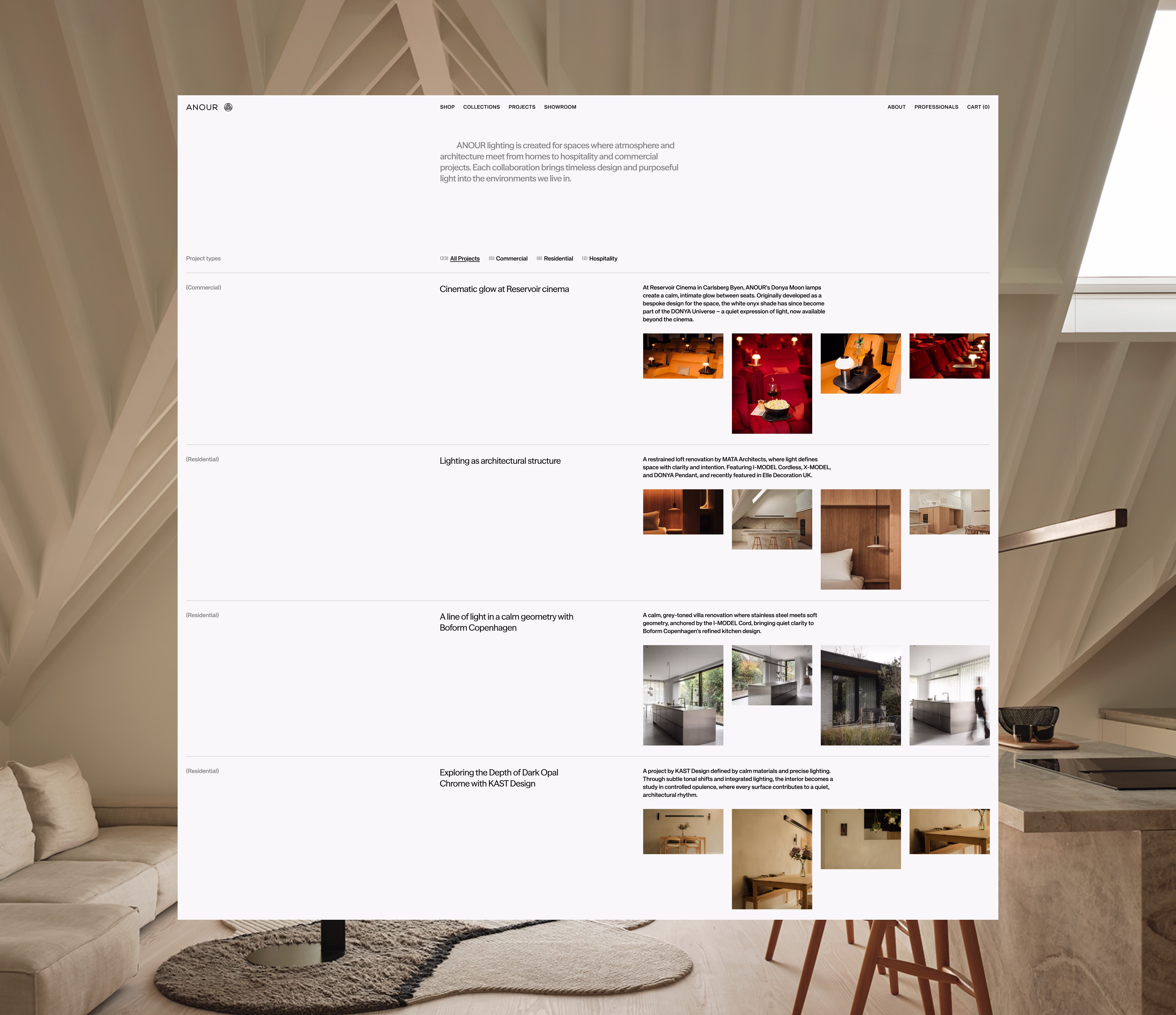 Projects list page