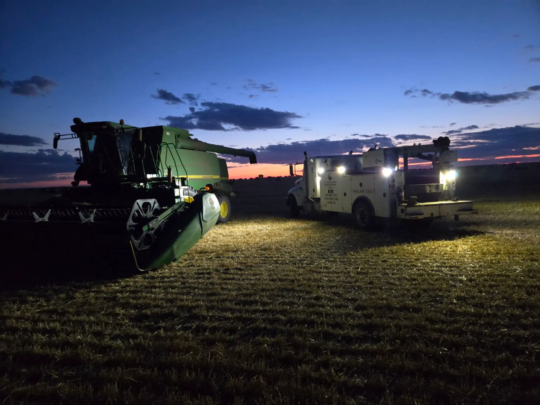 Heavy equipment at night