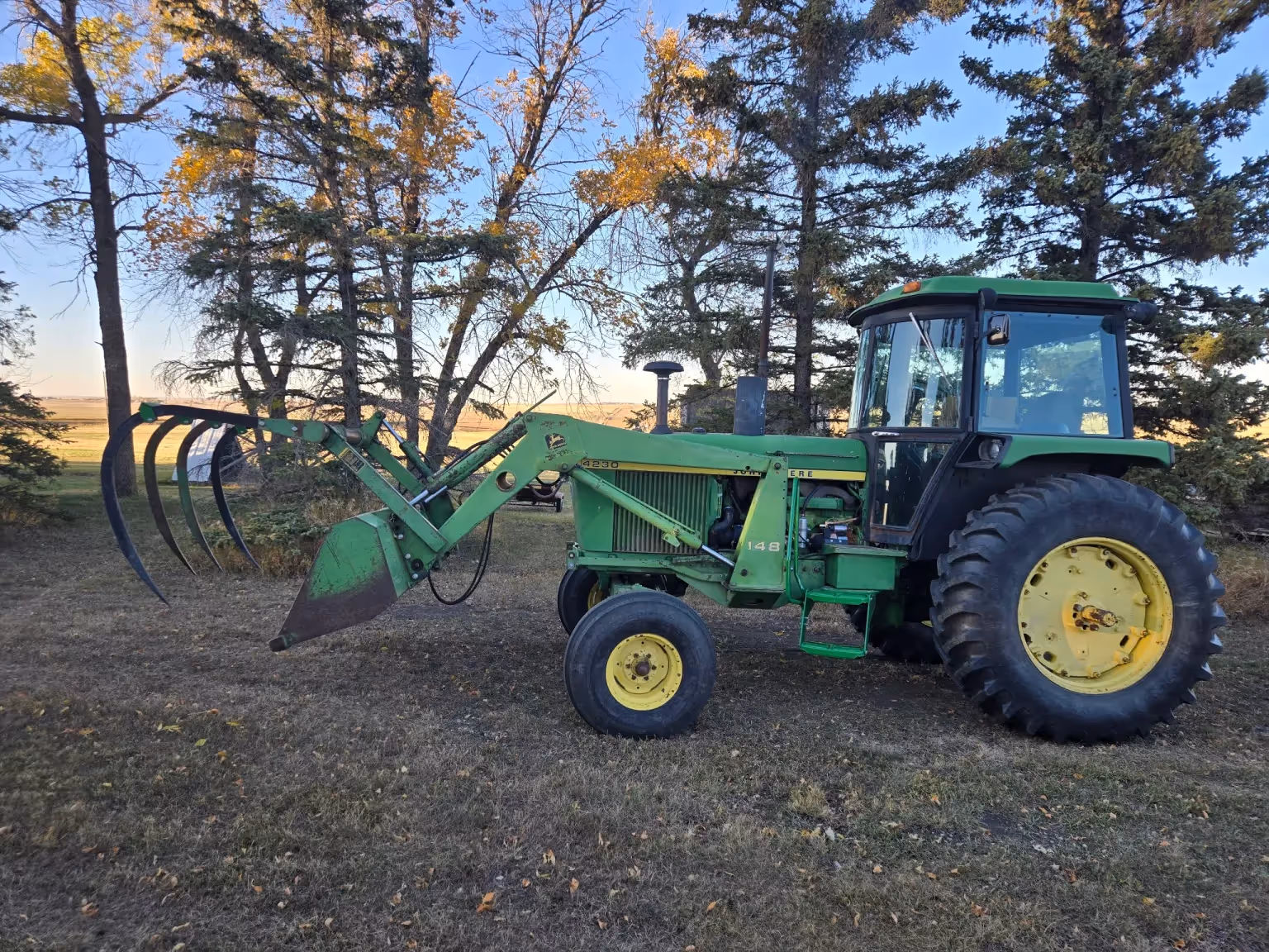John Deere tractor in winter
