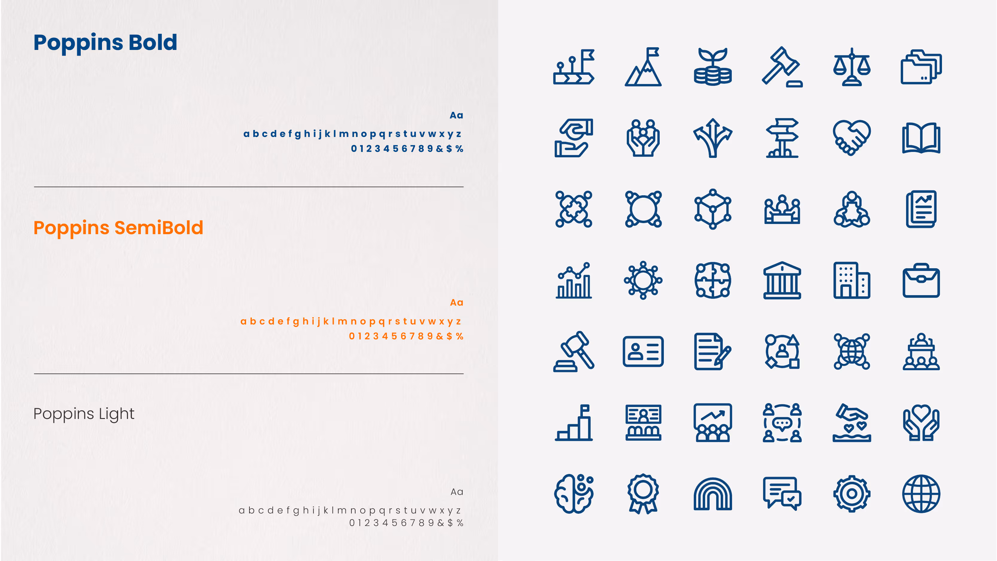 Community Business' rebranding text guide and icon set