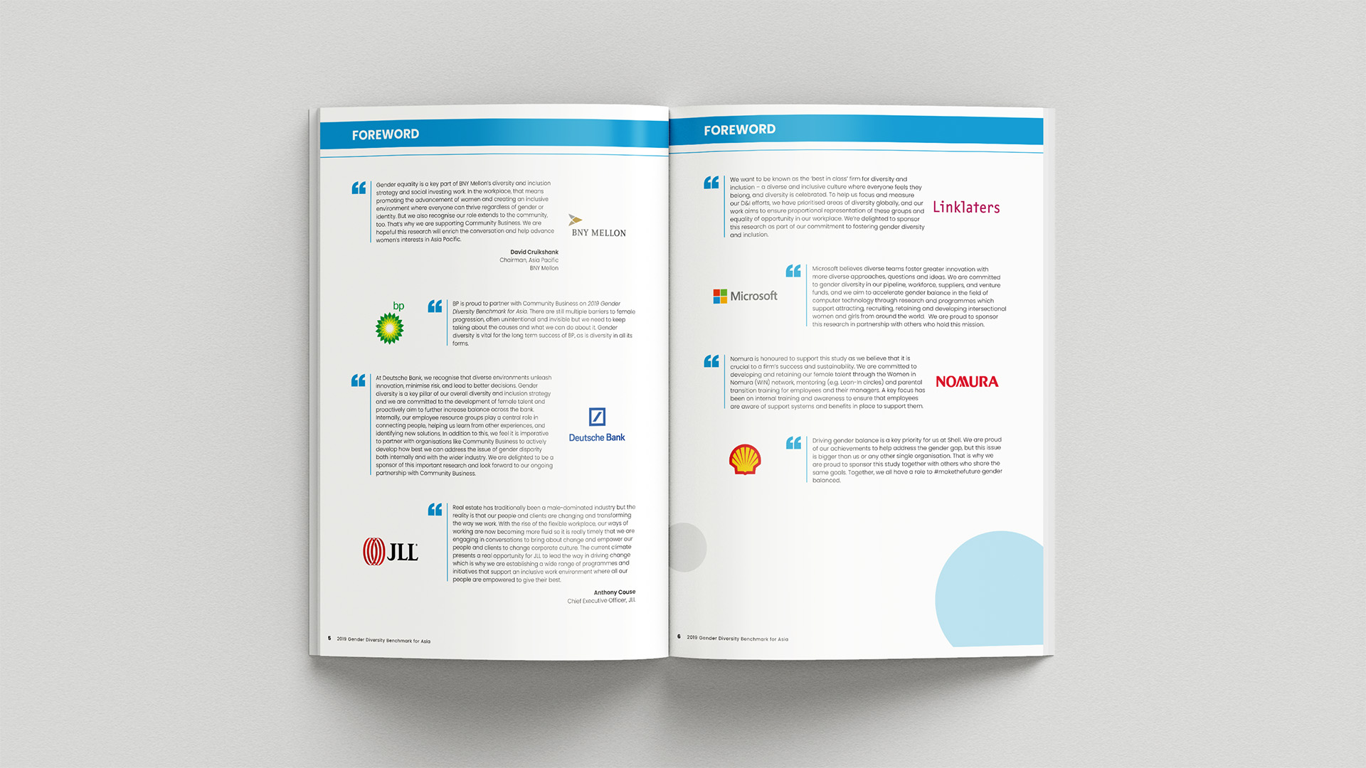 Community Business' publication, Gender Diversity Benchmark in Asia, its spread and layout