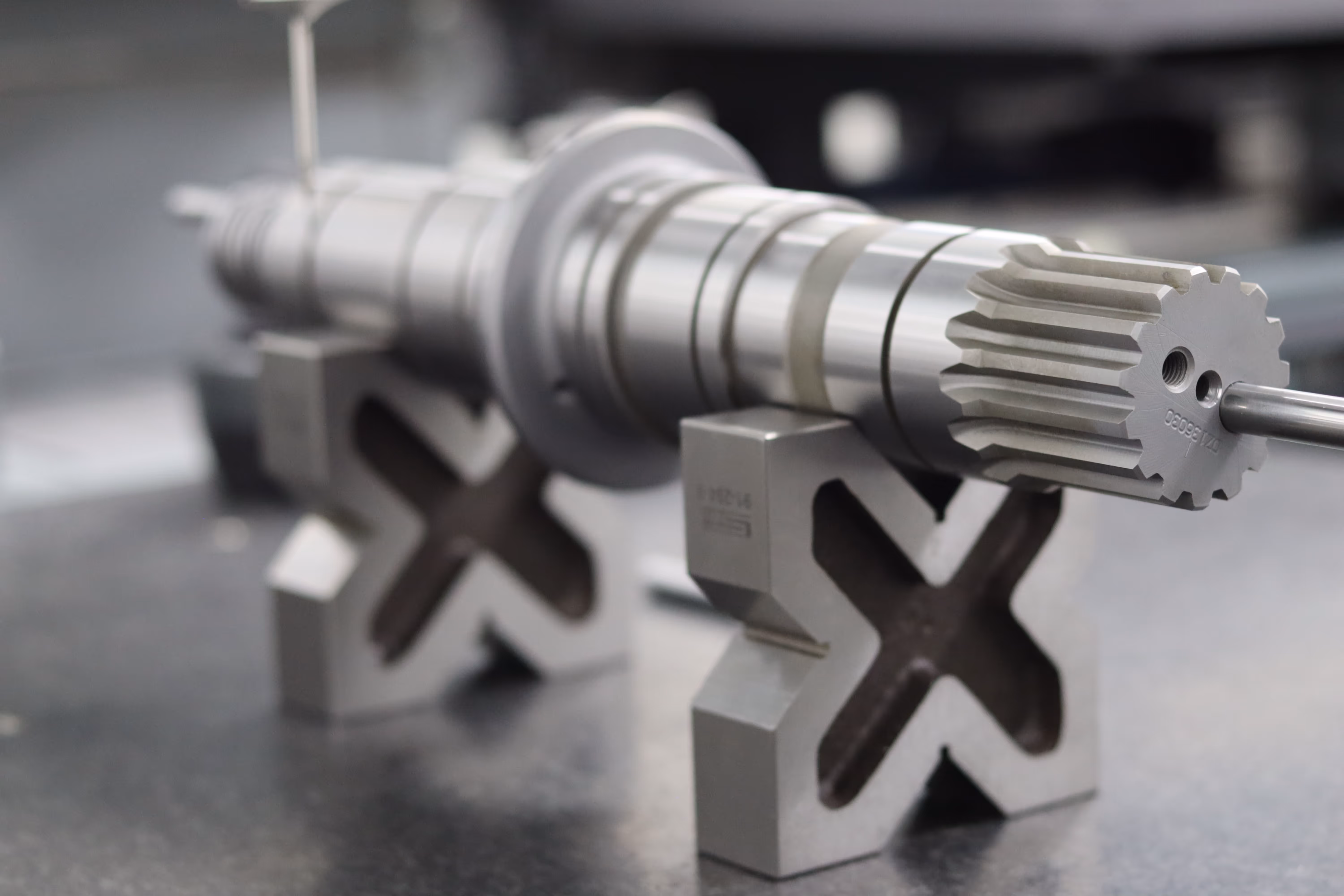 Closeup of product going through inspection process
