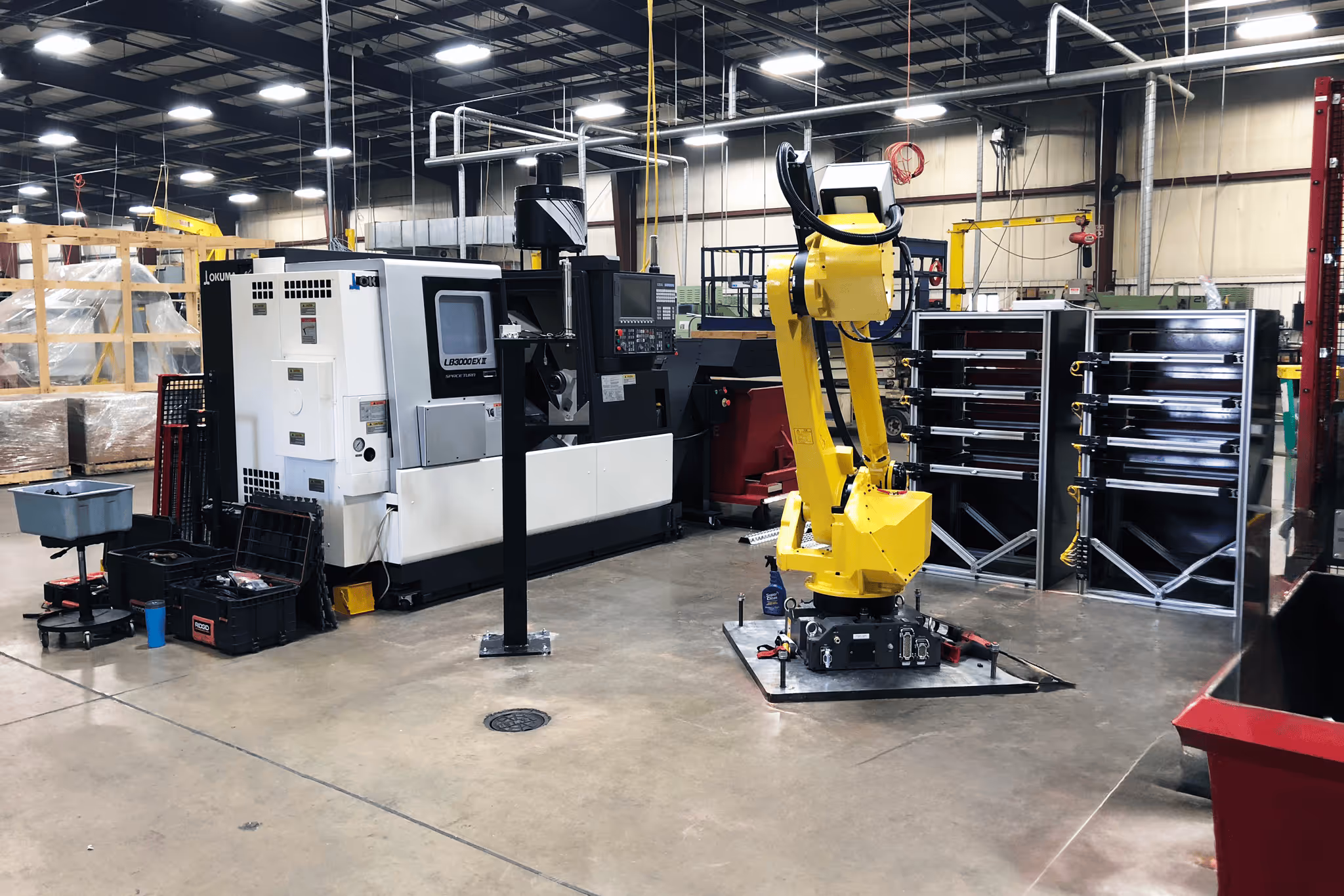 Interior shot of tools and robotic arm