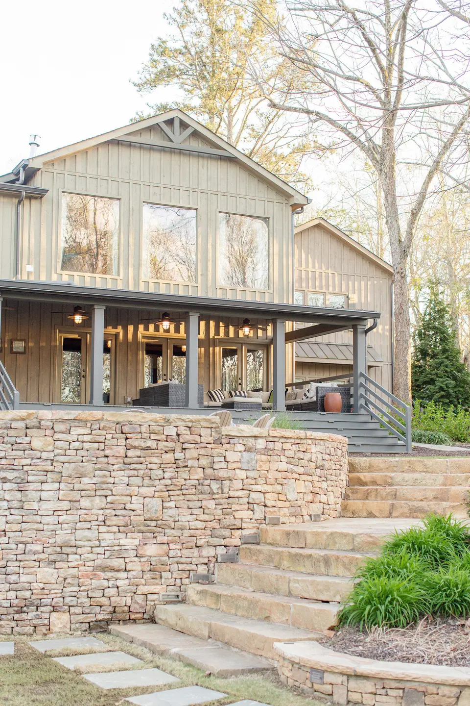 back of house and fire pit Ark on Lake Lanier