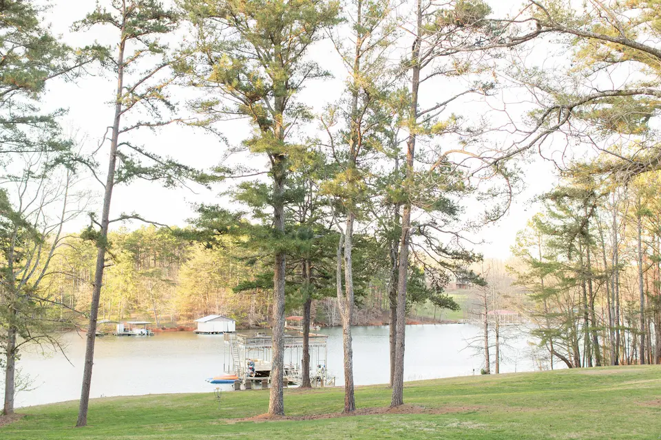 back yard and lake dock Ark on Lake Lanier
