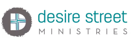 Desire Street Ministries logo with a gear symbol and teal text.